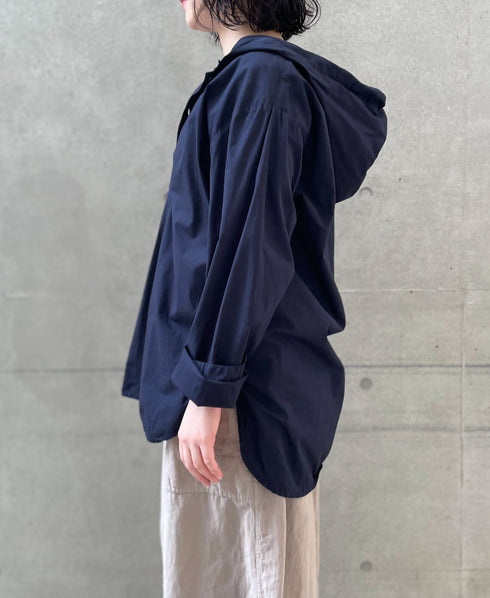 INHT2604CP 60s COTTON POPLIN OVERDYE HOODED PULLOVER SHIRT