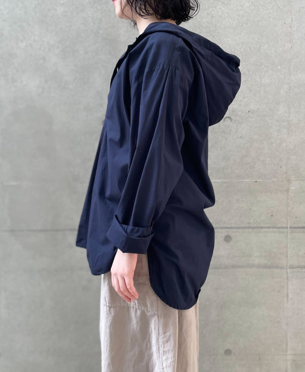 INHT2604CP 60s COTTON POPLIN OVERDYE HOODED PULLOVER SHIRT