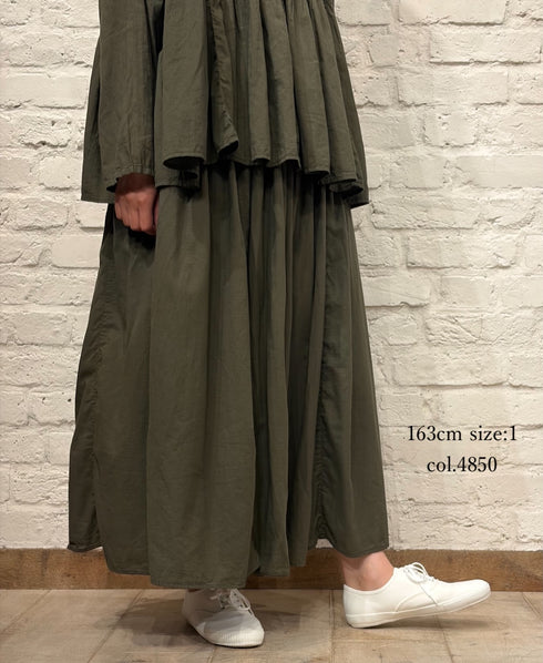 NMDS26605D ORGANIC MICRO CHECK&VOILE PLAIN PATCHWORK OVERDYE RAJASTHAN GATHERED SKIRT