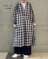 INAM2673 YARN DYED COTTON CHECK WORK GATHER LONG SHIRT
