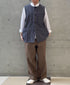 ISNAM2662W YARN DYED INDIGO 2STRIPE WASH VEST
