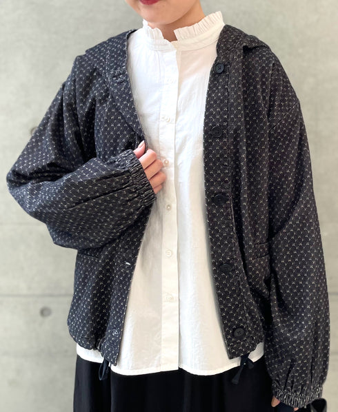 NSL26582 MINI CORDUROY CROSSHATCH PRINT HOODED BLOUSON