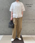 NMDS26271 80s POWER LOOM LINEN PLAIN LACE PINTUCK HALF/SLEEVE 2WAY SHIRT