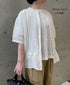 NMDS26271 80s POWER LOOM LINEN PLAIN LACE PINTUCK HALF/SLEEVE 2WAY SHIRT