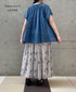 NSL26065 80s VOILE LEAF & FLOWER PRINT GATHERED SKIRT