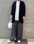 NMDS26285 80s POWER LOOM LINEN CHECK WIDE PANTS