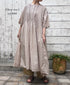NMDS26504D 80s ORGANIC DOBIE CHECK OVERDYE CREW-NECK BUTTON SHIRT MAXI DRESS WITH PINTUCK