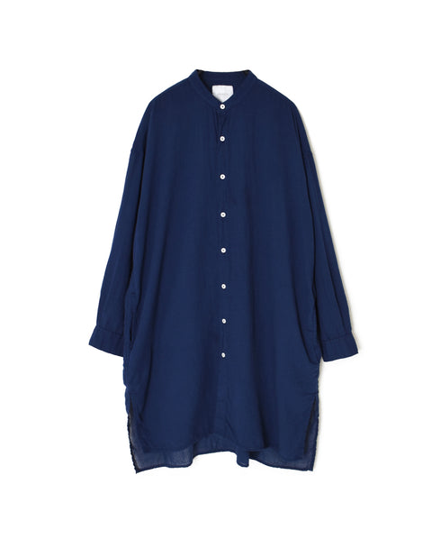 INAM2503G3D 30s GAUZE OVERDYE UTILITY BANDED COLLAR LONG SHIRT