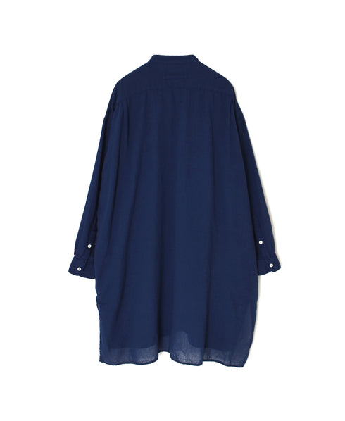 INAM2503G3D 30s GAUZE OVERDYE UTILITY BANDED COLLAR LONG SHIRT