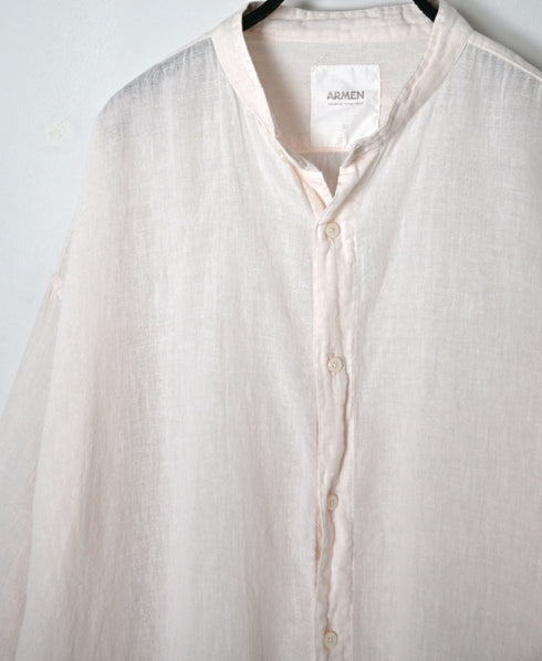 INAM2503G3D 30s GAUZE OVERDYE UTILITY BANDED COLLAR LONG SHIRT