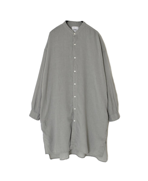 INAM2503G3D 30s GAUZE OVERDYE UTILITY BANDED COLLAR LONG SHIRT