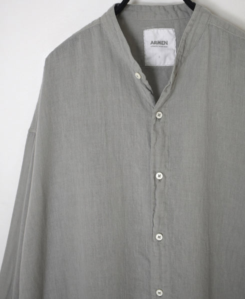INAM2503G3D 30s GAUZE OVERDYE UTILITY BANDED COLLAR LONG SHIRT