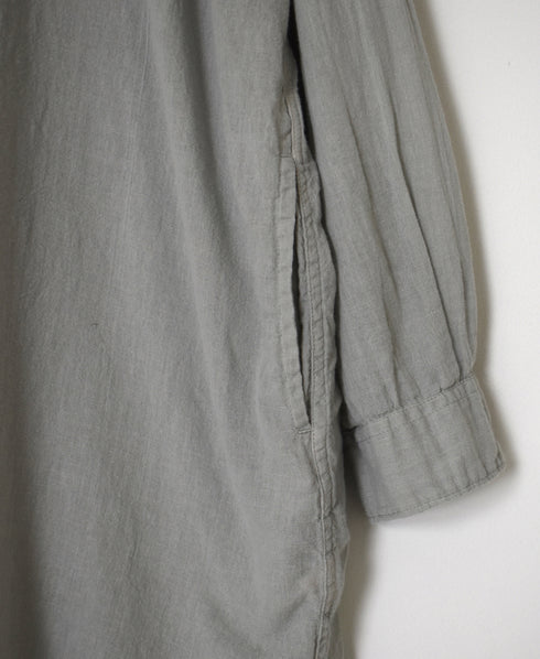 INAM2503G3D 30s GAUZE OVERDYE UTILITY BANDED COLLAR LONG SHIRT
