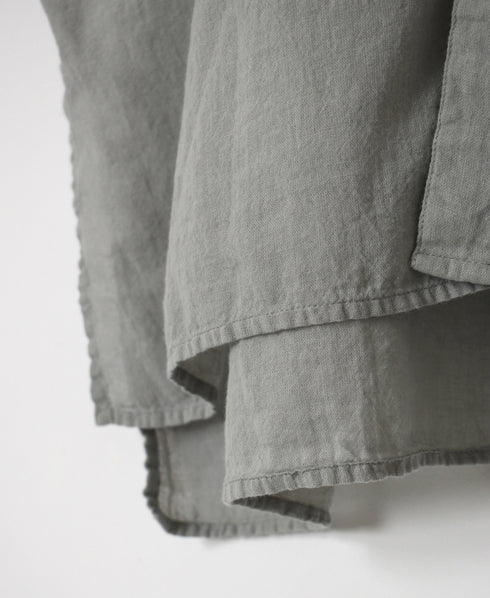 INAM2503G3D 30s GAUZE OVERDYE UTILITY BANDED COLLAR LONG SHIRT