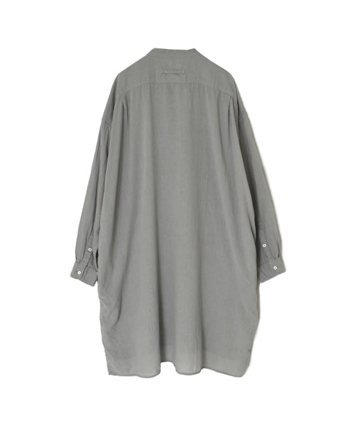 INAM2503G3D 30s GAUZE OVERDYE UTILITY BANDED COLLAR LONG SHIRT