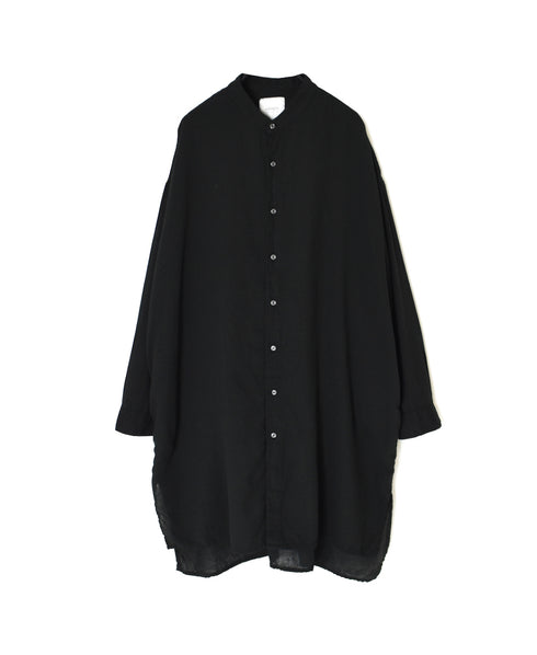 INAM2503G3D 30s GAUZE OVERDYE UTILITY BANDED COLLAR LONG SHIRT