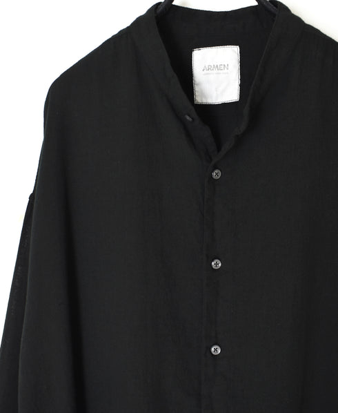 INAM2503G3D 30s GAUZE OVERDYE UTILITY BANDED COLLAR LONG SHIRT