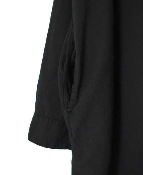 INAM2503G3D 30s GAUZE OVERDYE UTILITY BANDED COLLAR LONG SHIRT