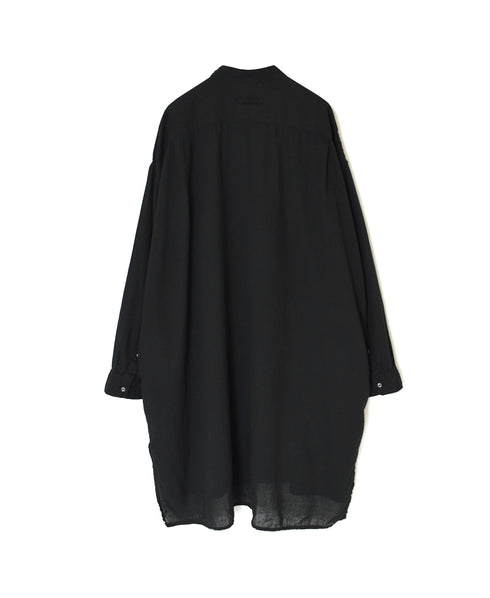 INAM2503G3D 30s GAUZE OVERDYE UTILITY BANDED COLLAR LONG SHIRT