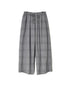 INAM2505C SEERSUCKER GINGHAM CHECK WASH GATHERED EASY PANTS WITH LINING