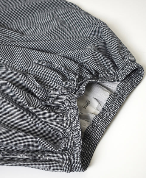 INAM2505C SEERSUCKER GINGHAM CHECK WASH GATHERED EASY PANTS WITH LINING