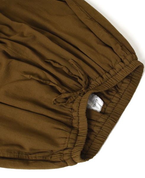 INAM2505G3D 30s GAUZE OVERDYE GATHERED EASY PANTS WITH LINING