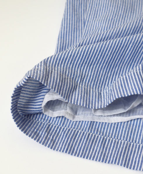 INAM2505S SEERSUCKER STRIPE WASH GATHERED EASY PANTS WITH LINING
