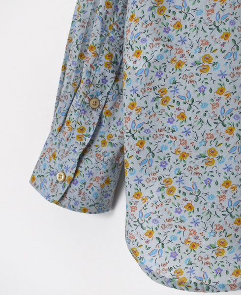 INAM2511FD COTTON FLOWER PRINT UTILITY BANDED COLLAR SHIRT