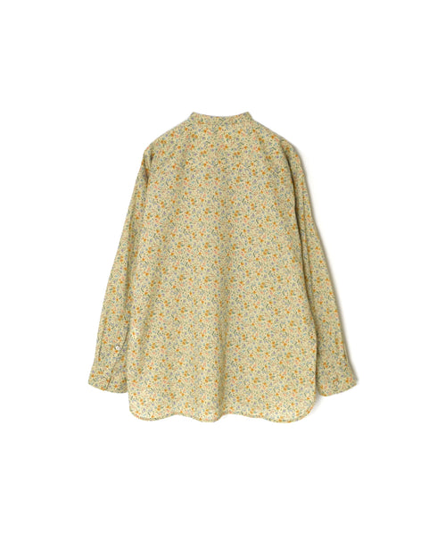 INAM2511FD COTTON FLOWER PRINT UTILITY BANDED COLLAR SHIRT