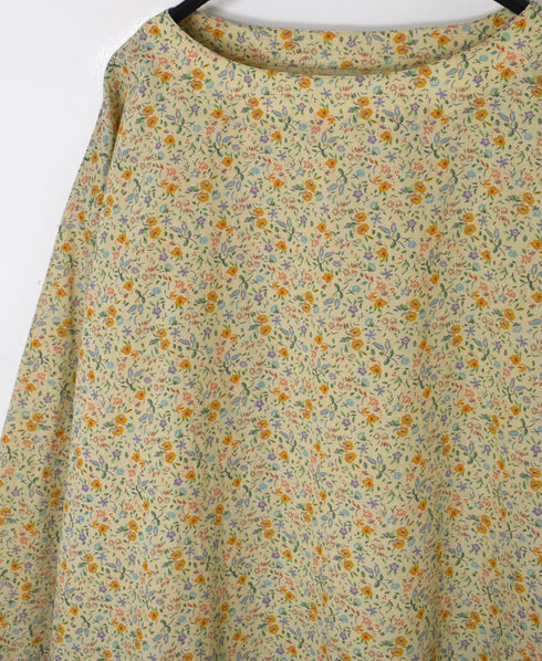 INAM2513FD COTTON FLOWER PRINT BOAT NECK SMOCK