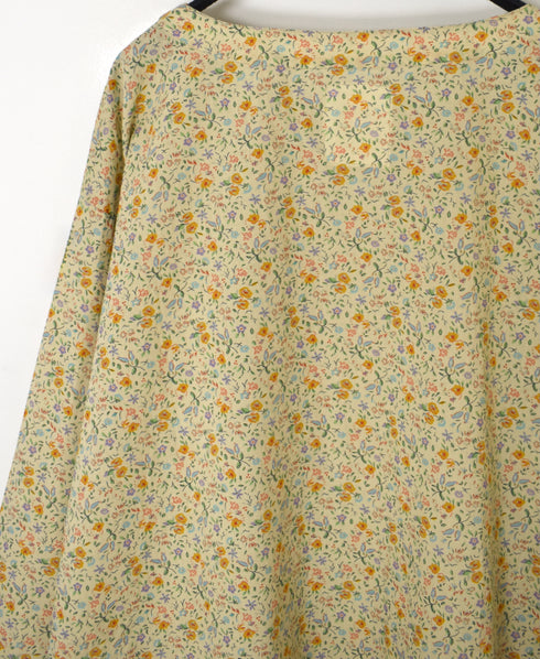 INAM2513FD COTTON FLOWER PRINT BOAT NECK SMOCK