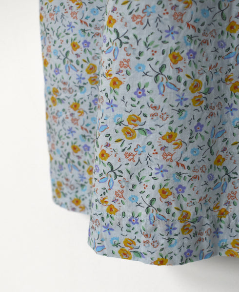 INAM2514FD COTTON FLOWER PRINT BOAT NECK L/SL ONE-PIECE