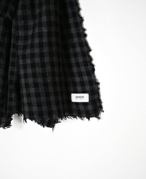 INAM2571 WOOL GINAGHAM CHECK STOLE 70x190cm