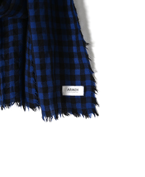 INAM2572 WOOL GINGHAM CHECK STOLE 35x178cm