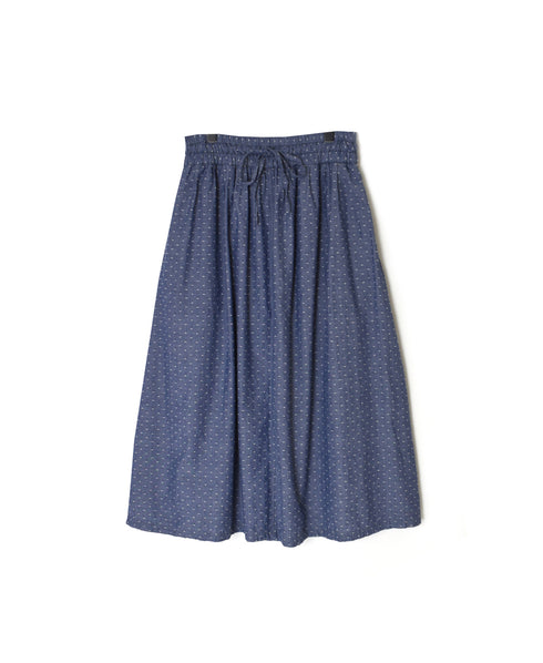 INAM2624CB DOBIE CHAMBRAY WASH PLEATED EASY SKIRT WITH LINING