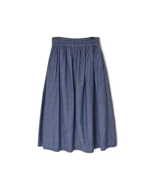 INAM2624CB DOBIE CHAMBRAY WASH PLEATED EASY SKIRT WITH LINING