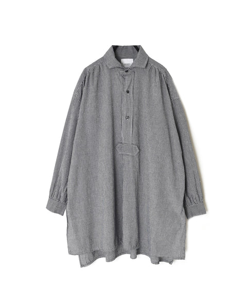 INAM2632C SEERSUCKER GINGHAM CHECK WASH WORK GATHERED SHIRT