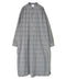 INAM2633C SEERSUCKER GINGHAM CHECK WASH WORK GATHERED BANDED COLLAR DRESS SHIRT