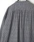 INAM2633C SEERSUCKER GINGHAM CHECK WASH WORK GATHERED BANDED COLLAR DRESS SHIRT