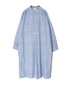 SEERSUCKER STRIPE WASH WORK GATHERED BANDED COLLAR DRESS SHIRTS