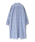 SEERSUCKER STRIPE WASH WORK GATHERED BANDED COLLAR DRESS SHIRTS
