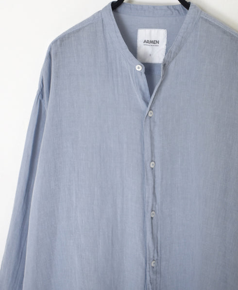 INAM2641GD 60s SINGLE GAUZE PLAIN OVERDYE UTILITY BANDED COLLAR SHIRT