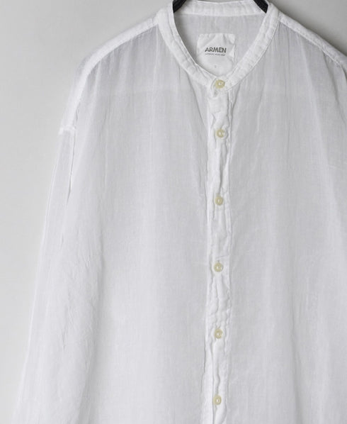 INAM2641GD 60s SINGLE GAUZE PLAIN OVERDYE UTILITY BANDED COLLAR SHIRT