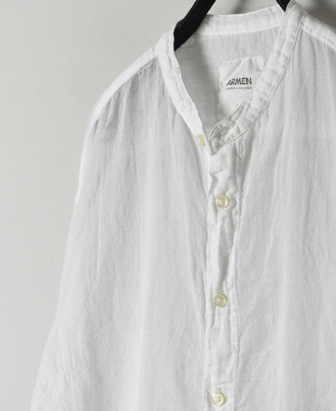 INAM2641GD 60s SINGLE GAUZE PLAIN OVERDYE UTILITY BANDED COLLAR SHIRT