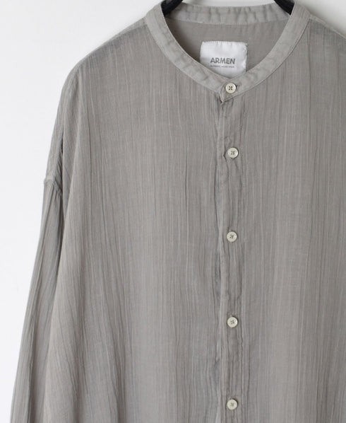 INAM2641GD 60s SINGLE GAUZE PLAIN OVERDYE UTILITY BANDED COLLAR SHIRT