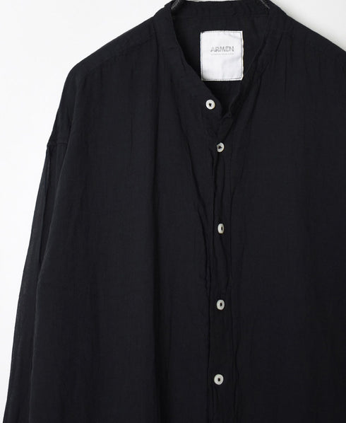 INAM2641GD 60s SINGLE GAUZE PLAIN OVERDYE UTILITY BANDED COLLAR SHIRT