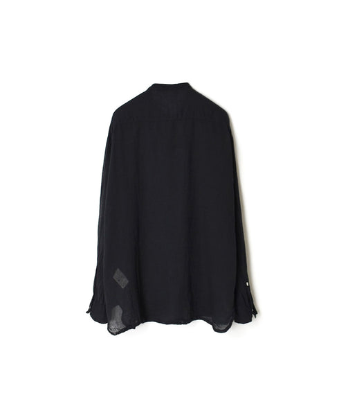 INAM2641GD 60s SINGLE GAUZE PLAIN OVERDYE UTILITY BANDED COLLAR SHIRT