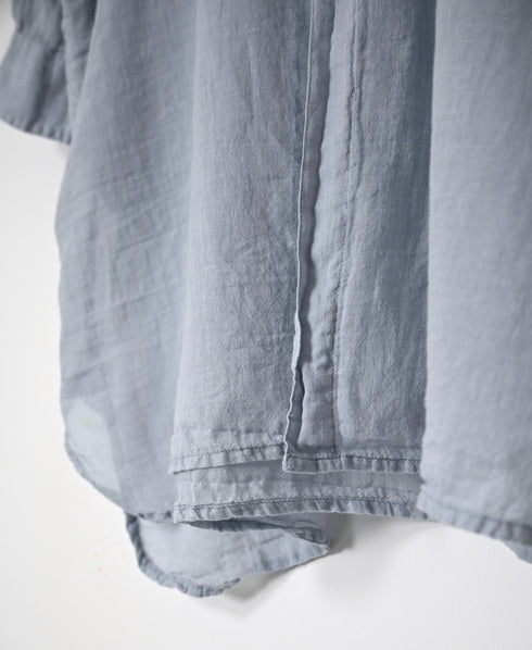INAM2643GD 60s SINGLE GAUZE PLAIN OVERDYE UTILITY BANDED COLLAR LONG SHIRT