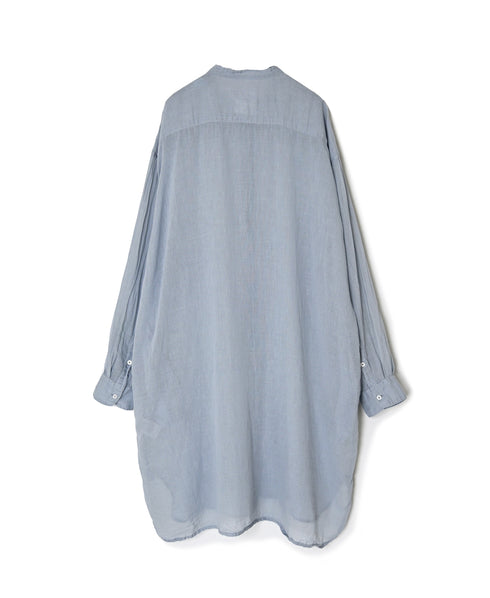 INAM2643GD 60s SINGLE GAUZE PLAIN OVERDYE UTILITY BANDED COLLAR LONG SHIRT