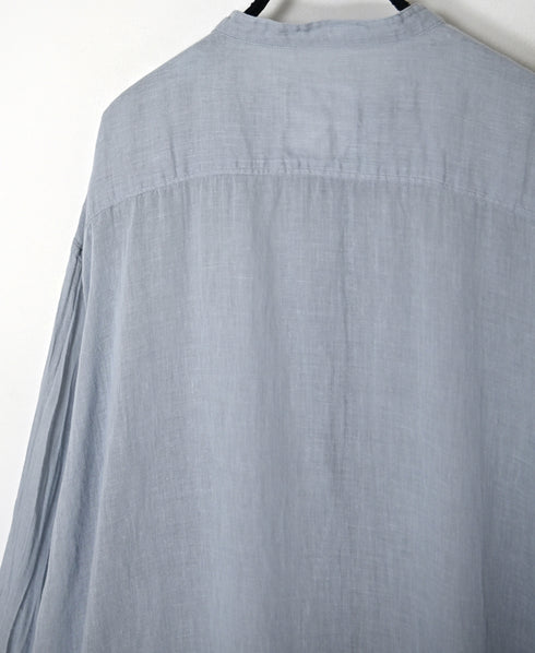INAM2643GD 60s SINGLE GAUZE PLAIN OVERDYE UTILITY BANDED COLLAR LONG SHIRT